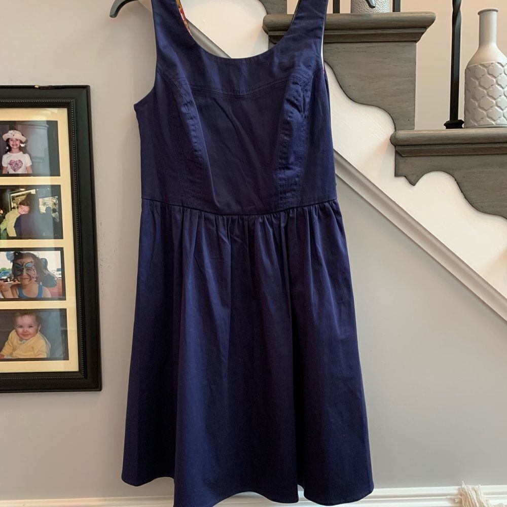 Oleg Cassini Navy Bow Back Sleeveless Dress sz 4